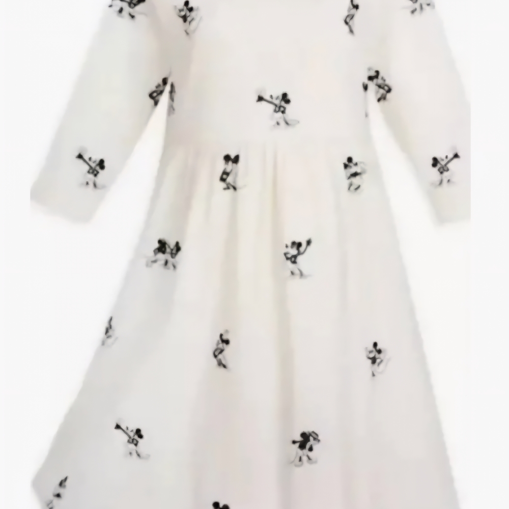 Disney Cruise Line Cream Dress with Black Mickey Mouse Design Size M
